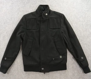 G Star Raw Jacket Womens Medium Black Wool Full Zip Mock Neck Westom Bomber - Picture 1 of 18