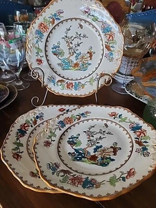 3 Antique Transferware Copeland Polychrome Cake Sandwich 10" Plate - Picture 1 of 10
