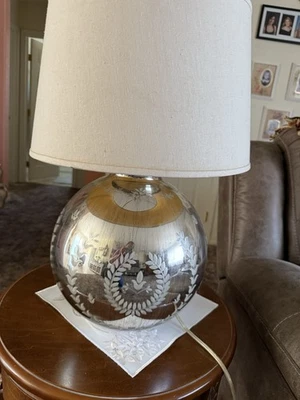 Huge Pottery Barn Mercury Glass Lamp Gorgeous Etched Design - Image 1 of 4