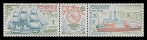FSAT Sc# C112a, 1989 SHIP - L'ASTROLABE - MINT F-VF NH PAIR + LABEL - Picture 1 of 2