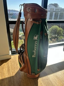 Vintage Burberry Golf Bag - Green Canvas & Leather - Rare Pro Model - Picture 1 of 5