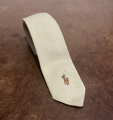 Polo vintage de Ralph Lauren para hombre 100 % lino corbata bronceada Foto 1 de 4