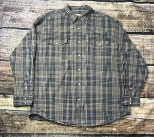 Carhartt Shirt Mens XL Pearl Snap Button Up Check Cotton Long Sleeve - Picture 1 of 12