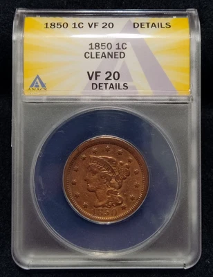 1850 Braided Hair Large Cent 175 Year Old U.S. Copper Large Cent - Image 1 of 4