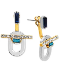 Pendientes delanteros y traseros Steve Madden con pavé de dos tonos y piedras - Imagen 1 de 2