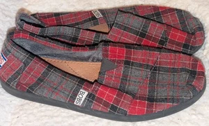 Zapatos a cuadros rojos y grises Bobs Skechers 8 / 38 para mujer Mocasines de tela sin cordones - Imagen 1 de 14