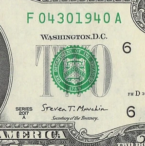 APRIL 30 1940 Birthday Date Note Fancy Serial Number Two Dollar Bill Crisp UNC - Picture 1 of 11