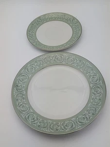 Cascade by Gildhar Ersatz Fine China Teller Salat & Untertasse Grün & Silber - Bild 1 von 8