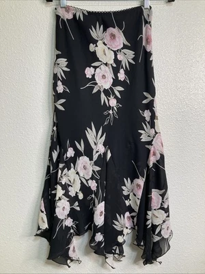 Falda De Colección Y2K Negra Oscura Floral Caprichosa Gótica Hada Pañuelo Dobladillo S/M Foto 1 de 4