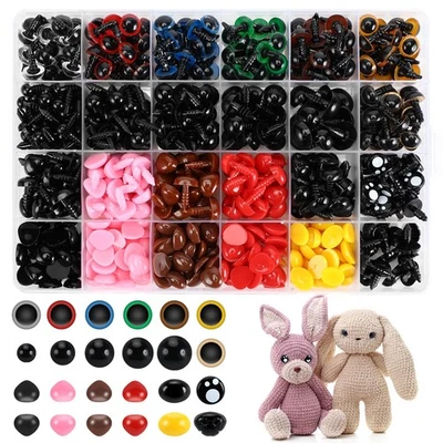 Auauraintt 1040 Pezzi Occhi Amigurumi, Colorati Safety Eyes e Nasi di Diverse Di