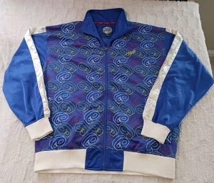 VTG Gino Green Global 999 Men's Track Jacket XL All Over Print Blue Y2K Full Zip - Picture 1 of 8