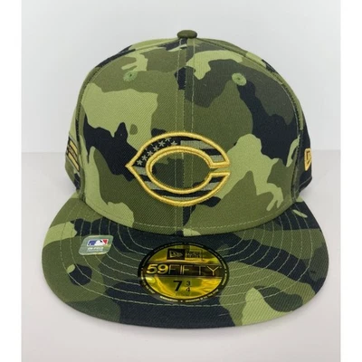 Gorra de béisbol New Era 59Fifty 7 3/4 Cincinnati Reds verde camuflaje dorado C nueva con etiquetas Foto 1 de 4