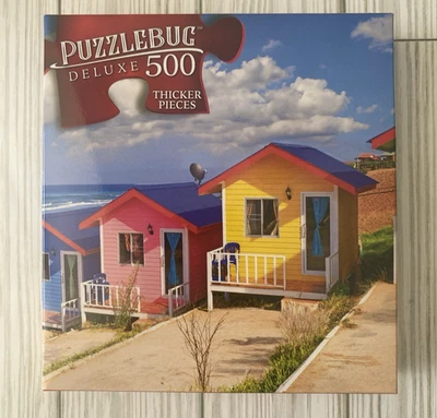 Puzzlebug Deluxe 500 Piezas Puzzle "CABAÑAS COLORIDAS" En la playa Foto 1 de 2
