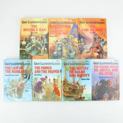 Great Illustrated Classics Lot of 7 Hardcover Books Baronet - Dracula Huck Finn - Image 1 of 4