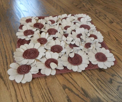 18x18 Brown Wool Blend CRATE & BARREL Floral Pillow Cover! - Image 1 of 4