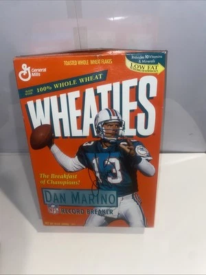 Rompe récords firmado por Dan Marino Wheaties sin abrir con cereal certificado de autenticidad JSA Foto 1 de 4