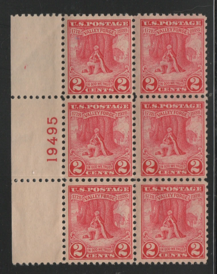 ALLY'S US Plate Block Scott #645 2c Valley Forge [6] MNH crease UL stamp [Q-10c] - Image 1 of 1
