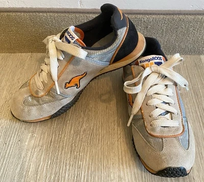 Винтажные женские кроссовки KangaROOS размер 5,5 серебристые серые замшевые оранжевые туфли-кенгуру - Изображение 1 из 4