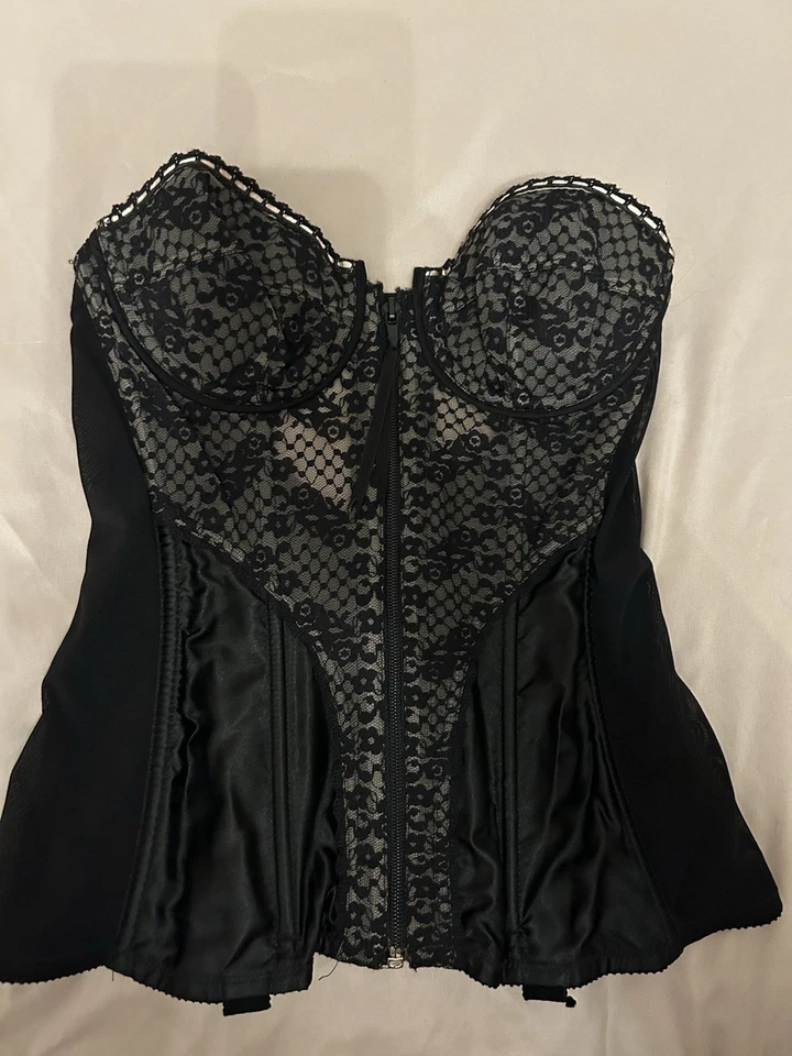 Victorias Secret 34B Corset Bustier Sheer Lingerie Intimate Zip Lace Boned - Image 1 of 4