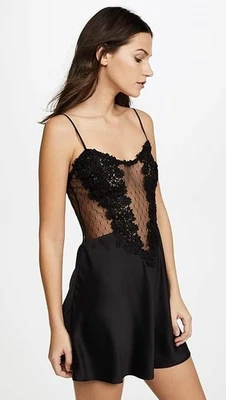 Flora Nikrooz Showstopper Chemise $112 NWT Black Sheer Flower Lace Nightie XS - Image 1 of 4