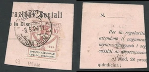 1924 REGNO ENTE PARASTATALE USATO UFFICIO NAZIONALE COLLOC DISOCC 10 CENT R40-9 - Picture 1 of 1