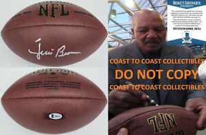 Jim Browns Cleveland Browns signed NFL football proof Beckett COA autographed