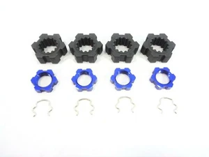 New Traxxas X-Maxx 8s 17mm Blue Splined Wheel Nuts 24mm Wheel Hubs Hex Clips - Picture 1 of 3