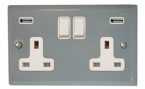 Placa de espectro G&H SLG910W gris claro 2 velocidades doble 13A enchufe enchufe 2.1A USB - Imagen 1 de 1