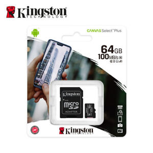 Kingston 64GB MicroSD SDXC Class10 C10 U1 A1 Memory Card TF 100MBs with Adapter