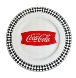 Getränk Coca Cola Diamant Kariert Speiseteller 10,5 Zoll Banner Logo Keramik Geschenk - Bild 1 von 3