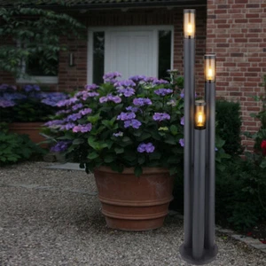 Außenlampe Standleuchte Stehlampe Gartenleuchte Edelstahl 3 Flammig E27 H 170 cm - Bild 1 von 12