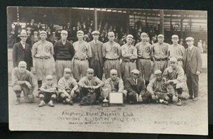 1917 Allegheny Steel Baseball Club, Pennsylvania Real Photo Postcard  - Picture 1 of 3