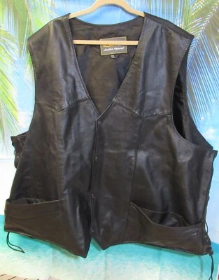 Unik Men's Leather Apparel Concealed Carry Leather Vest Special Made Size 11XL - Image 1 of 4
