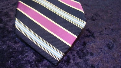 IZOD ~ Corbata 100 % seda para hombre ~ PÚRPURA ~ Azul marino ~ Blanco ~ Azul bebé ~ 3,50” ~ Ancho ~ RAYAS Foto 1 de 4