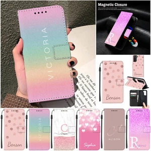 For Samsung Galaxy A16 A15 A35 S24 Wallet Leather Personalised Case Phone Cover - Picture 1 of 78