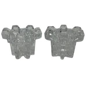 Vintage Heavy Crystal Glass Candle Stick Holders 2.5" Lead Clear Holiday Retro - Picture 1 of 4