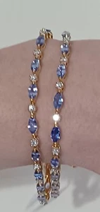 Women's Bracelet, Tanzanite & Moissanite In Vermell Yellow Gold (8) 12.60 Ctw - Picture 1 of 5