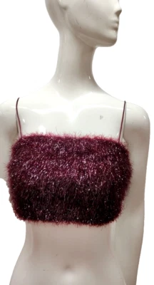 Sujetador Borgoña Metálico Estilo Top Espagueti Sin Mangas Ropa de Noche Color Grúa Foto 1 de 4