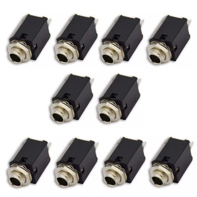 10PCS 1/4" 6.35mm Stereo Jack Socket Audio Plug For Guitar Pedal/Amp/ Diy - Image 1 of 4