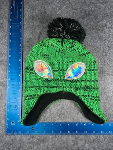 Alien The Children's Place Beanie Toque Youth Extra Large Green Acrylic Poly Pom - Picture 1 of 7
