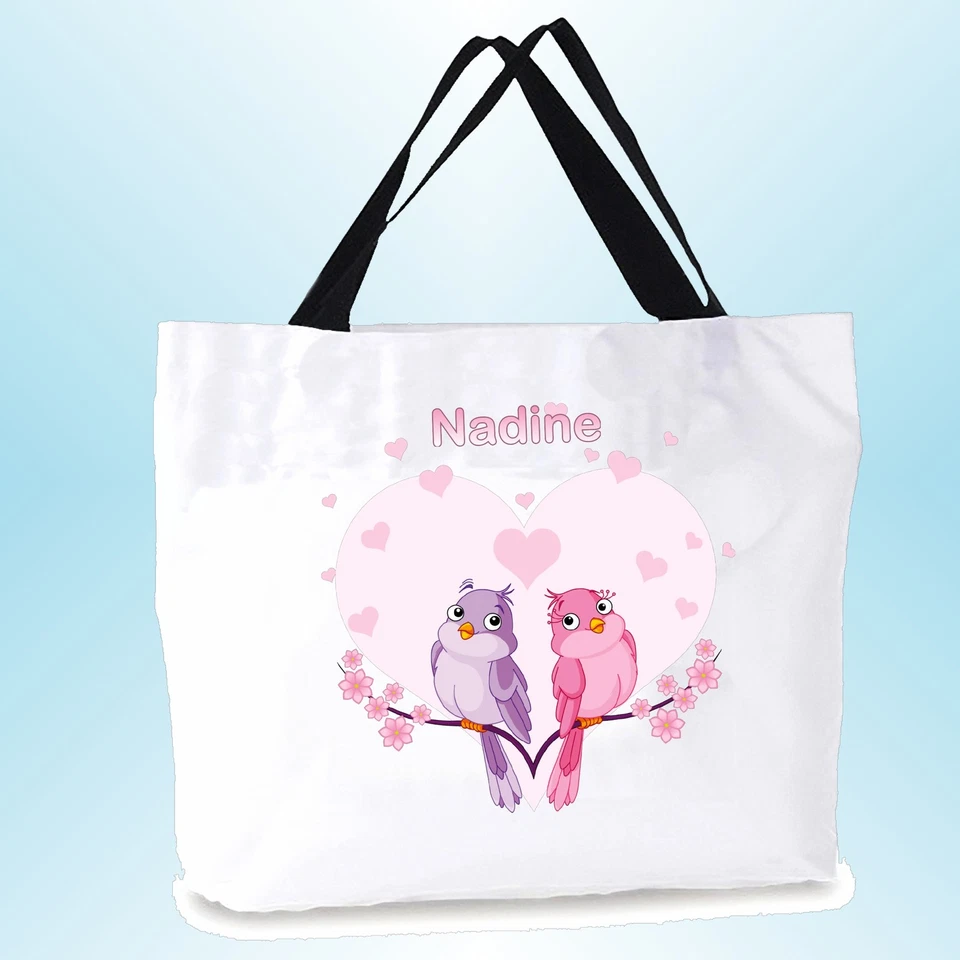 DE SI JOLIES CHOSES große Shopper Einkaufstasche Strandtasche breiter Boden personalisiert Vorname Ref 08