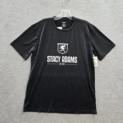 Camisa Stacy Adams Hombre Mediana Negra Logo Manga Corta Cuello Redondo Nueva con Etiquetas Foto 1 de 4