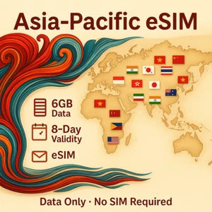 [Esim] Azja-Pacyfik 6GB 8 dni – pozostań w kontakcie w ponad 30 krajach - Zdjęcie 1 z 2