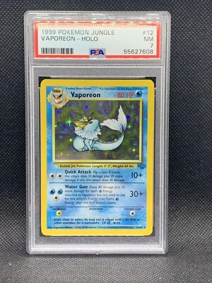 Vaporeon 12/64 Rare HOLO 1999 Jungle Set WOTC Pokémon Cards NEAR MINT PSA 7 - Image 1 of 2