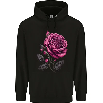 A Pink Rose Gothic Goth Childrens Kids Hoodie - Image 1 of 2