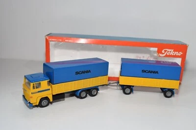 Camión B1 1:50 TEKNO SCANIA 141 + remolque amarillo azul casi nuevo en caja Foto 1 de 4