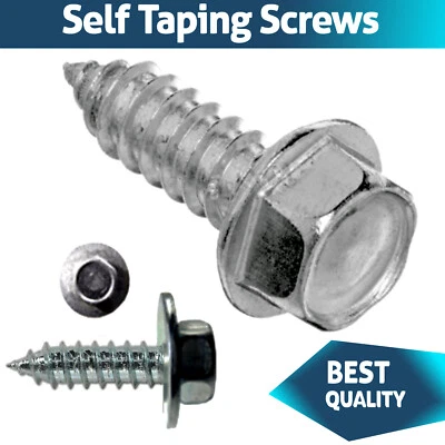 Self Tapping Screws Hex Washer Head Self Drilling Screws Zinc Plated Tappers BZP