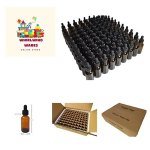 1oz Amber Glass Dropper Bottles 30mL with Tapered Glass Droppers - Pack of 99 - Picture 1 of 5