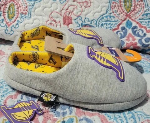 New NBA Los Angeles Lakers Slipper Size 5 Kid Purple, Yellow and Grey Slipper Cover