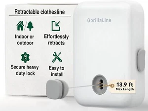 Retractable Clothesline Indoor Outdoor Clothes Line - Picture 1 of 8